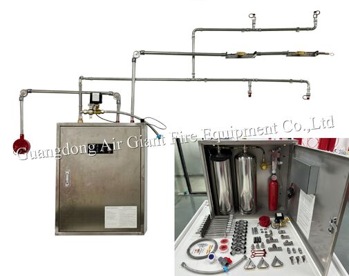 Sistema di estinzione del fuoco completamente automatico per cappuccio da cucina commerciale